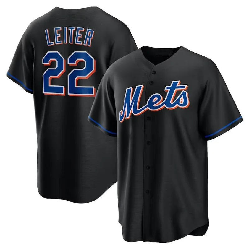 New York Mets #22 Al Leiter Black 2022 Alternate Replica Player Jersey Baseball Jerseys-NBA Team Logo Jersey -