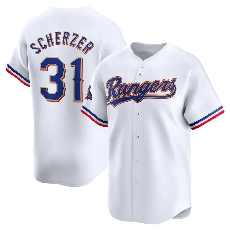 Texas Rangers #31 Max Scherzer 2024 Gold Collection Limited Player Jersey – White Baseball Jerseys-NBA Official Team Jersey -