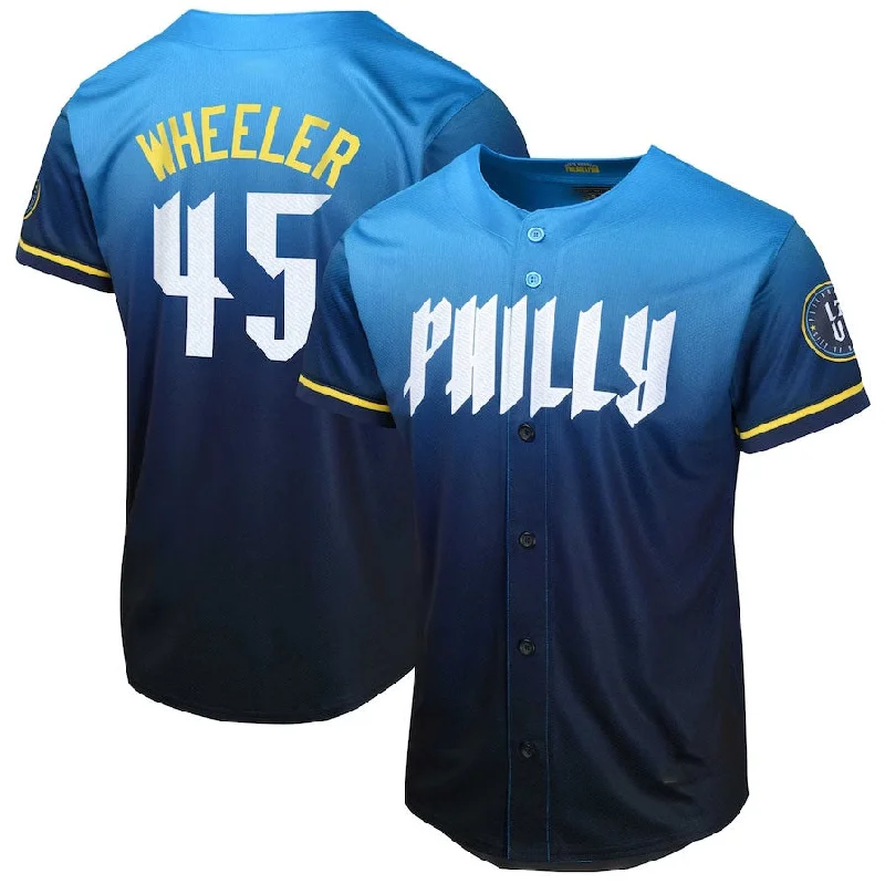 Philadelphia Phillies #45 Zack Wheeler 2024 City Connect Limited Player Jersey - Blue Stitches Baseball Jerseys-NBA Elite Jersey for Sale -