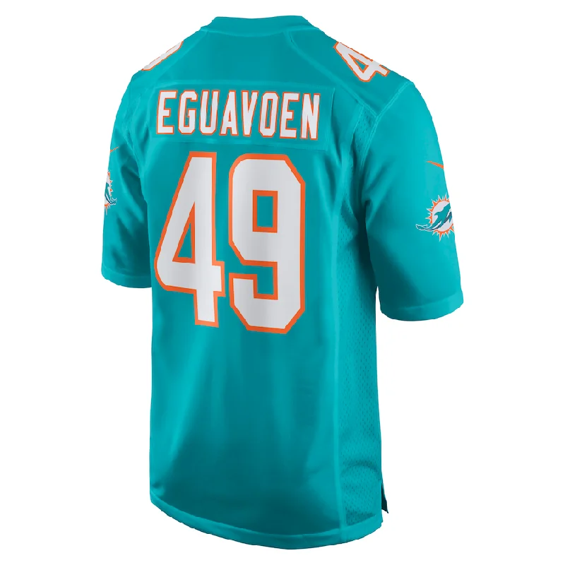 M.Dolphins #49 Sam Eguavoen Aqua Game Jersey Stitched American Football Jerseys-NFL Official NFL Game Jersey -