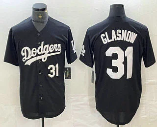 Los Angeles Dodgers #31 Tyler Glasnow Number Black Turn Back The Clock Stitched Cool Base Jerseys Baseball Jersey-NBA Official NBA Fan Gear -