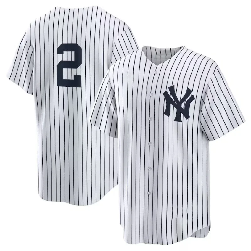 New York Yankees #2 Derek Jeter Replica Jersey - White/Navy Stitches Baseball Jerseys-NBA Elite Jersey for Sale -