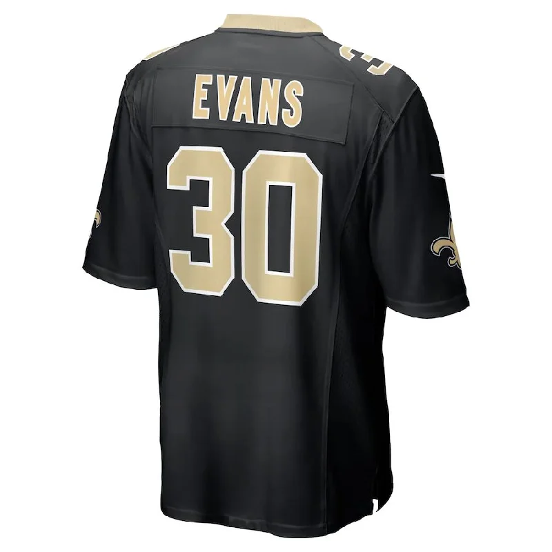 NO.Saints #30 Justin Evans Black Game Player Jersey Stitched American Football Jerseys-NFL Team Jersey with Official Tag -