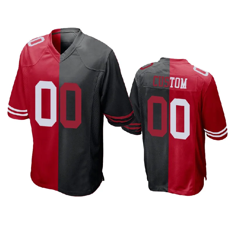 CustomSF.49ers Black Red Stitched American  Football Jersey-NBA Men’s Custom Jersey -