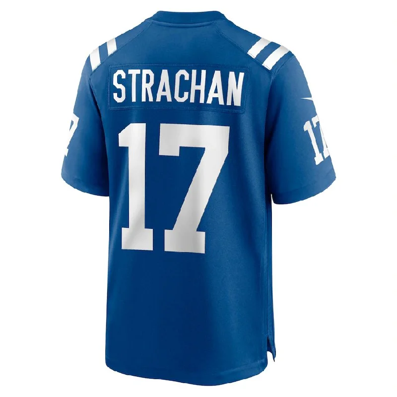 IN.Colts #17 Mike Strachan Royal Game Jersey Stitched American Football Jerseys-NFL Football Jersey for Adults -