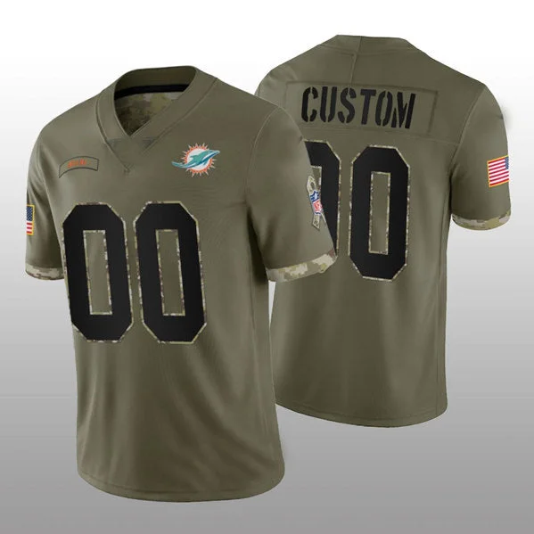 Custom M.Dolphins ACTIVE PLAYER 2022 Olive Salute To Service Limited Stitched Jersey Football Jersey-NBA Player Name Jersey -