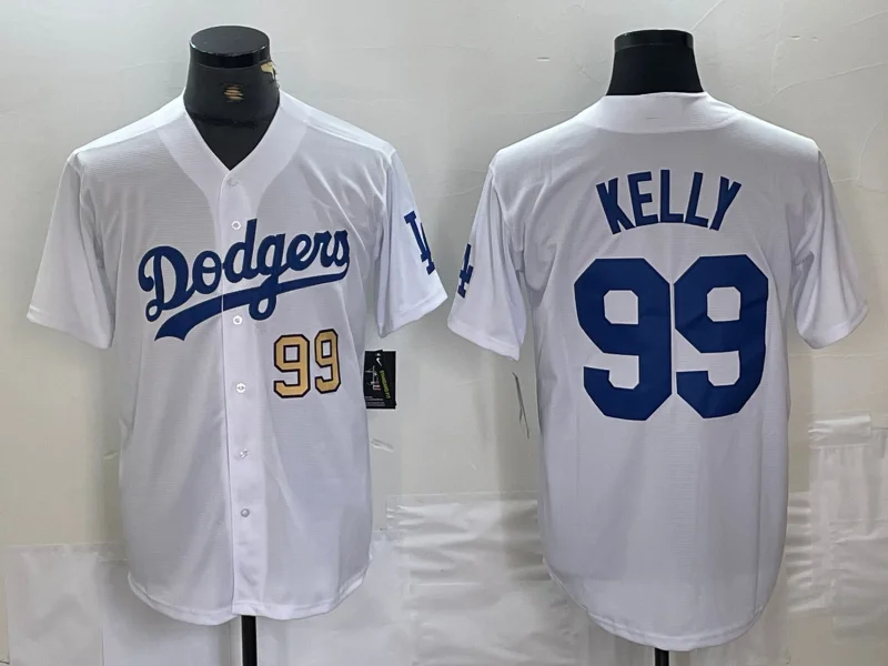 Los Angeles Dodgers #99 Joe Kelly Number White Stitched Cool Base Jersey Baseball Jersey-NBA Limited Edition NBA Jersey -