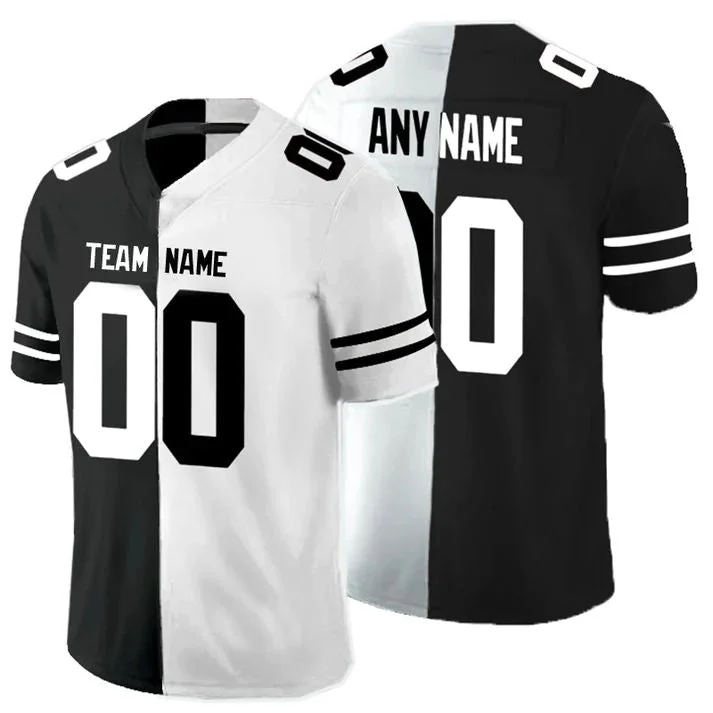 Custom SF.49ers Stitched Any Team Black And White Peaceful Coexisting  American Football Jerseys-NBA Official Game Jersey -