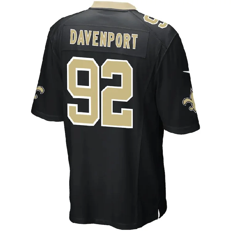 NO.Saints #92 Marcus Davenport Black Game Player Jersey Stitched American Football Jerseys-NFL Team Logo Jersey -