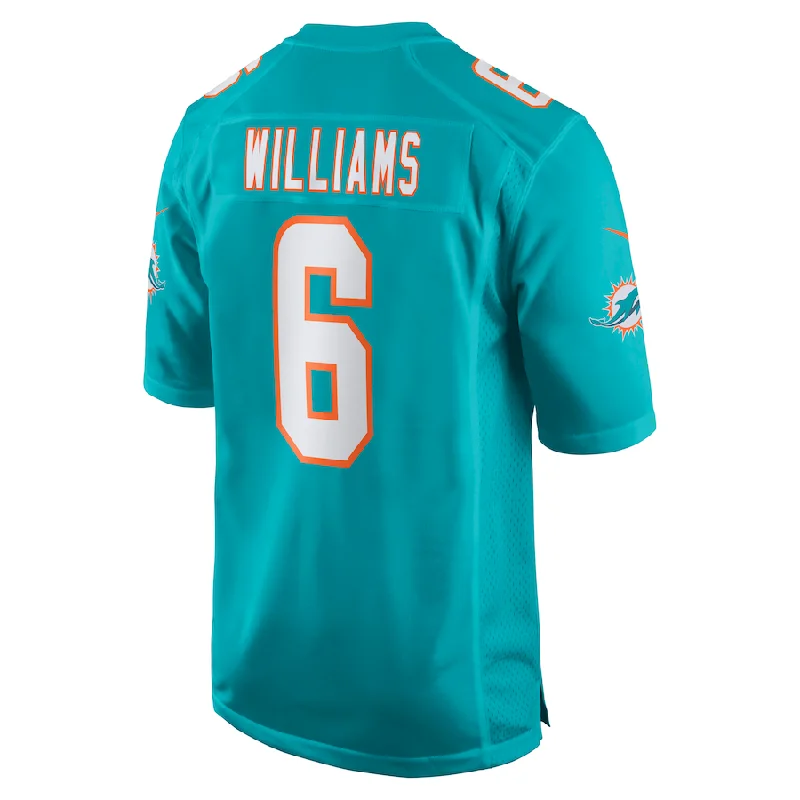 M.Dolphins #6 Trill Williams Aqua Game Player Jersey Stitched American Football Jerseys-NFL Custom Football Jerseys Online -