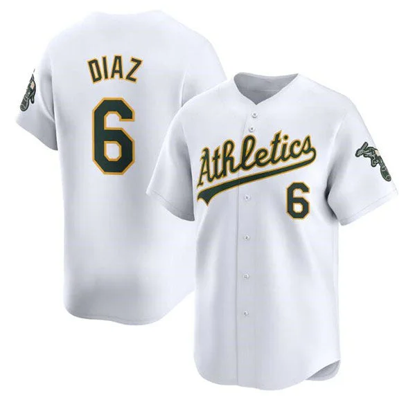 Oakland Athletics #6 Jordan Diaz White Home Limited Stitched Baseball Jersey-NBA Custom Youth Jersey -