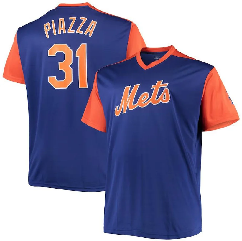 New York Mets #31 Mike Piazza Royal Orange Cooperstown Collection Replica Player Jersey Baseball Jerseys-NBA Jersey with Player Number -