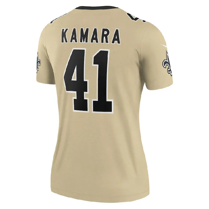 NO.Saints #41 Alvin Kamara Gold Inverted Legend Jersey Stitched American Football Jersey-NFL Official Team Football Jersey -