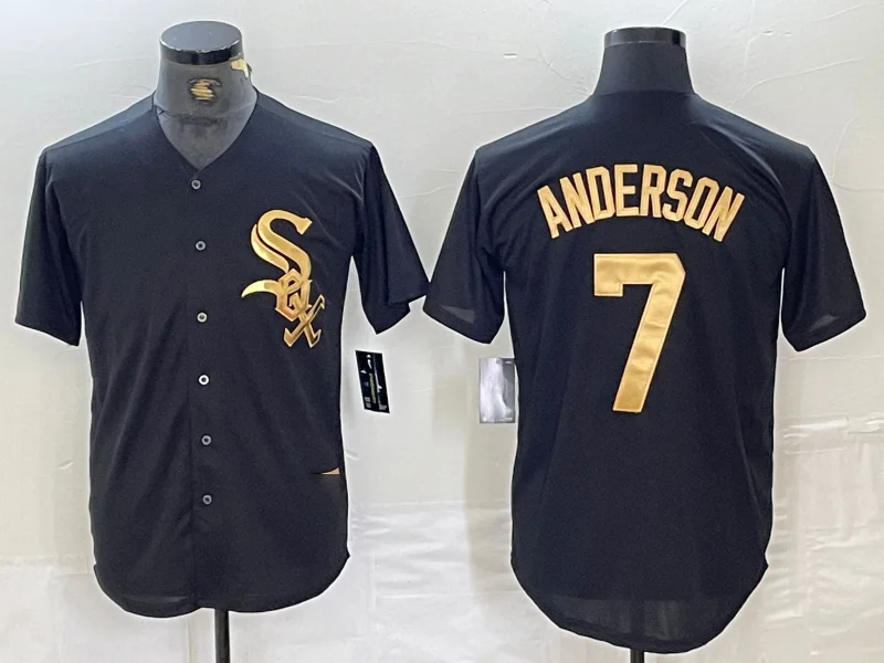 Chicago White Sox #7 Tim Anderson Black Gold Cool Base Stitched Baseball Jersey-NBA Official Game Jersey -