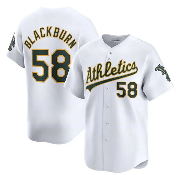 Oakland Athletics #58 Paul Blackburn White Home Limited Stitched Baseball Jersey-NBA Signature Jersey for Basketball Fans -