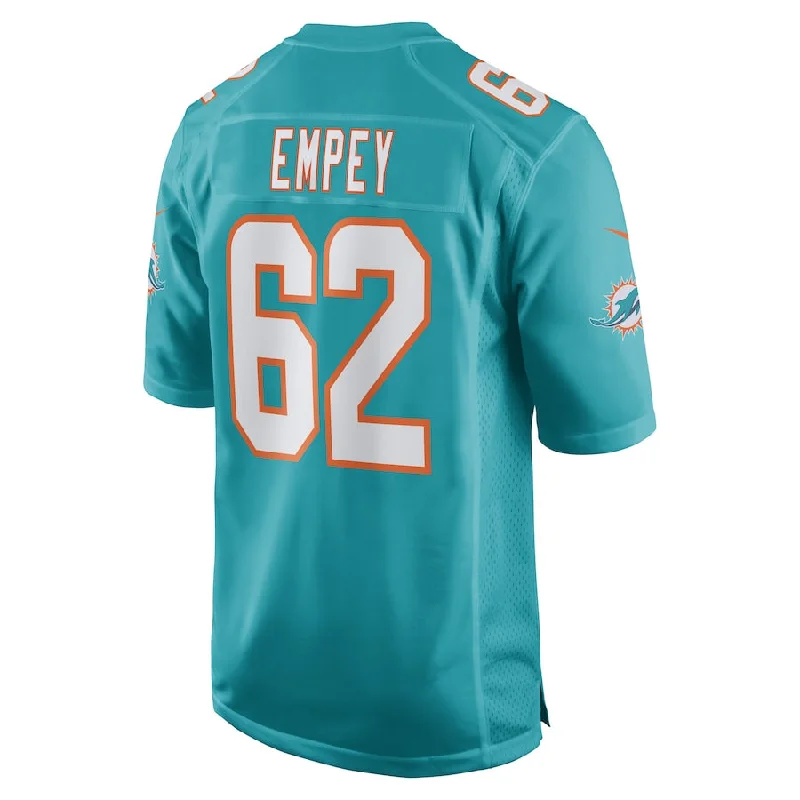 M.Dolphins #62 James Empey Aqua Game Player Jersey Stitched American Football Jerseys-NFL Limited Edition NFL Player Jersey -