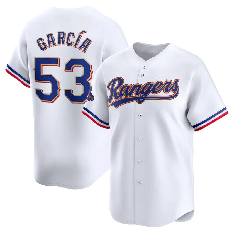 Texas Rangers #53 Adolis Garcia 2024 Gold Collection Limited Player Jersey – White Baseball Jerseys-NBA Basketball Jersey for Men -