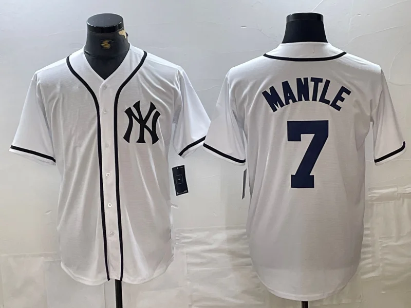 New York Yankees #7 Mickey Mantle White Fashion Cool Base  Baseball Jersey-NBA Jersey with Number and Name -