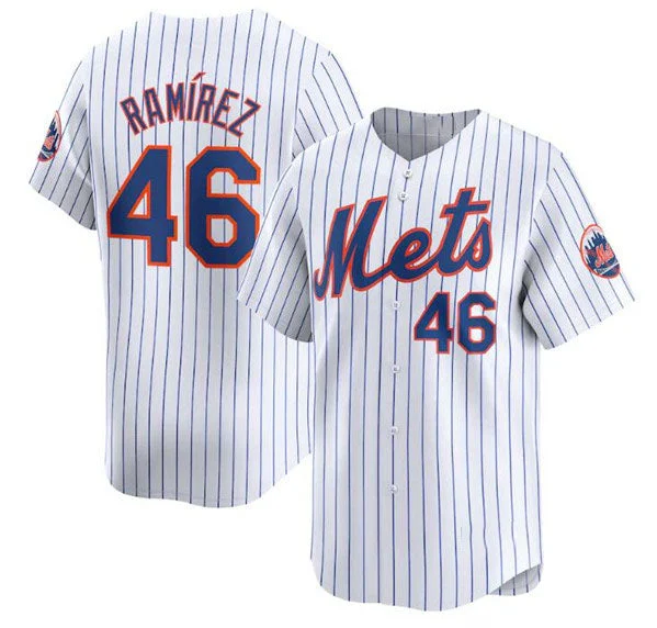 New York Mets #46 Yohan Ramirez White 2024 Home Limited Stitched Baseball Jersey-NBA Player Edition Jersey -