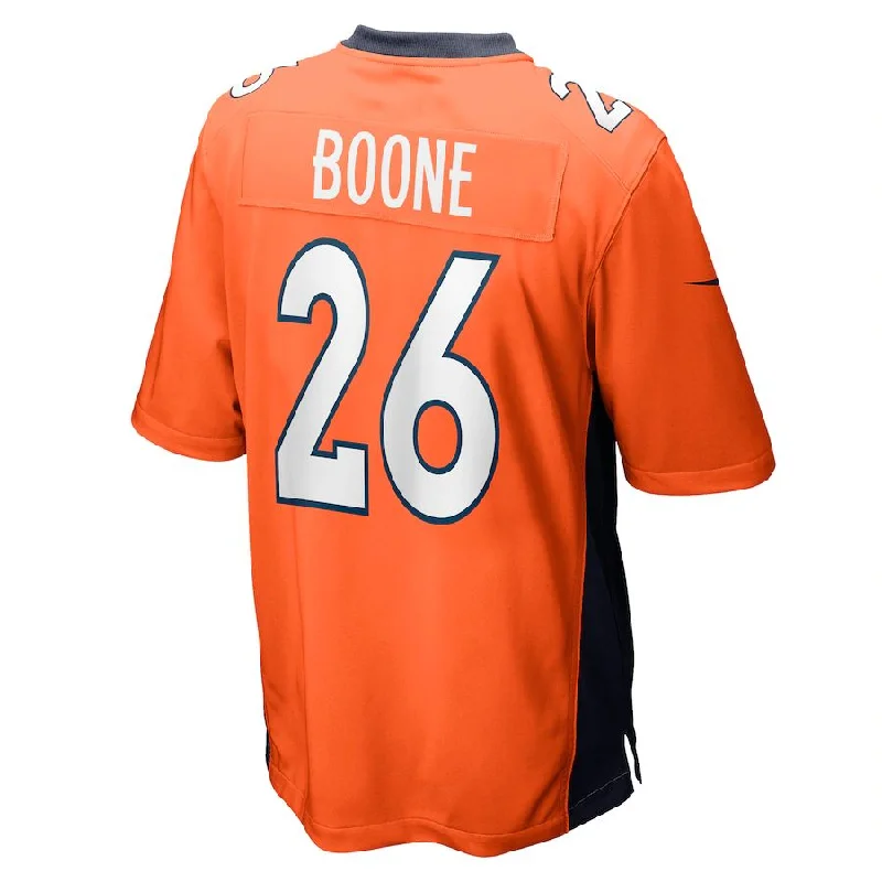 D.Broncos #26 Mike Boone Orange Game Jersey Stitched American Football Jerseys-NFL Custom Jersey -