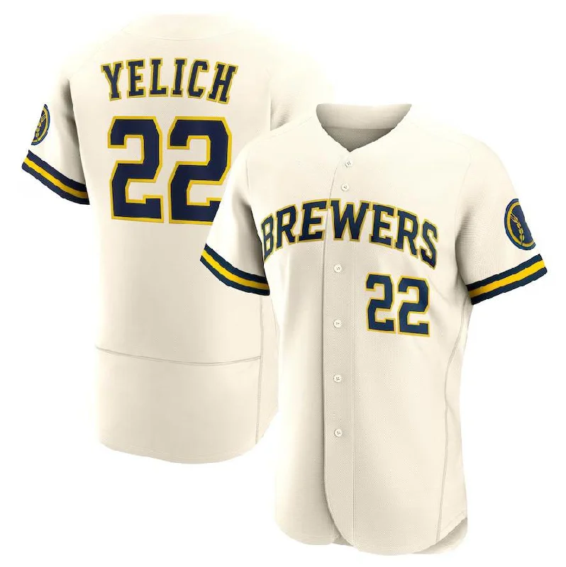 Milwaukee Brewers #22 Christian Yelich Cream Home Wordmark Authentic Player Jersey Baseball Jerseys-NBA Signature Jersey for Basketball Fans -