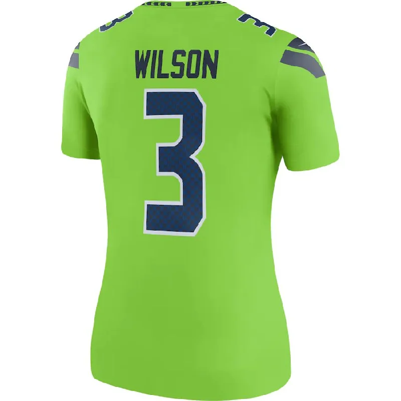 S.Seahawks #3 Russell Wilson  Neon Green Color Rush Legend Jersey Stitched American Football Jerseys-NFL Football Jersey with Player Number -