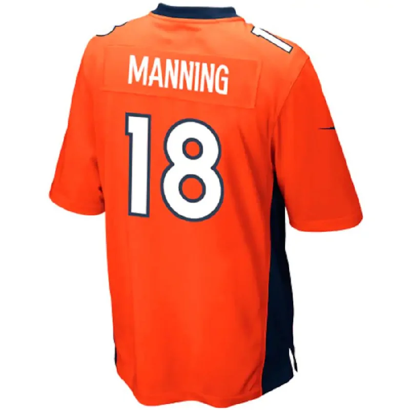 D.Broncos #18 Peyton Manning Peyton Manning Orange Team Color Game Jersey Stitched American Football Jerseys-NFL Team Jersey Collection -