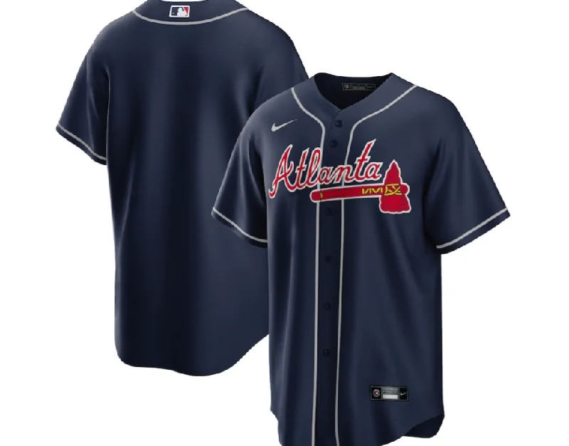 ATLANTA BRAVES NAVY BLUE ALTERNATE REPLICA JERSEY-NBA Jersey with Player's Signature -