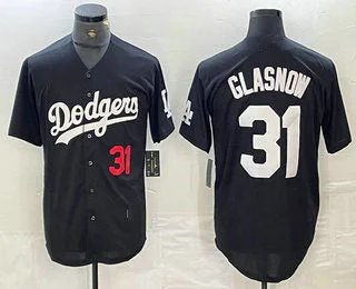 Los Angeles Dodgers #31 Tyler Glasnow Number Black Turn Back The Clock Stitched Cool Base Jersey Baseball Jersey-NBA Jersey with Number and Name -