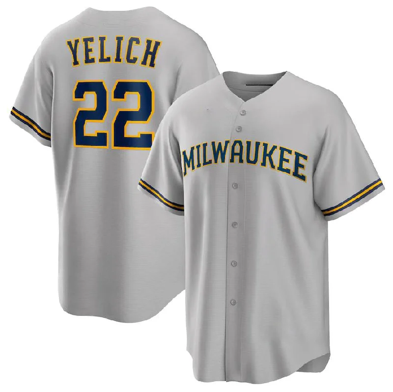 Milwaukee Brewers #22 Christian Yelich Gray Alternate Replica Player Jersey Baseball Jerseys-NBA Custom Player Jersey Online -