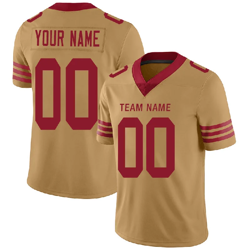 Custom SF.49ers Stitched American Football Jerseys Personalize Birthday Gifts Gold Jersey-NBA Authentic Game Jersey -