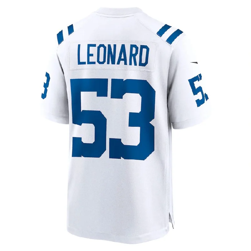 IN.Colts #53 Shaquille Leonard White Player Game Jersey Stitched American Football Jerseys-NFL Youth Jersey for Football -