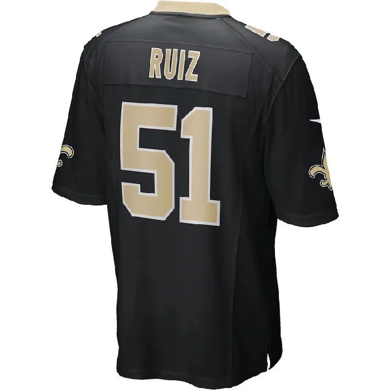 NO.Saints #51 Cesar Ruiz Black Game Jersey Stitched American Football Jerseys-NFL Retro NFL Team Jersey -