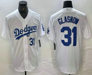 Los Angeles Dodgers #31 Tyler Glasnow Number White Stitched Cool Base Jersey Baseball Jersey-NBA Jerseys with Official Team Patch -