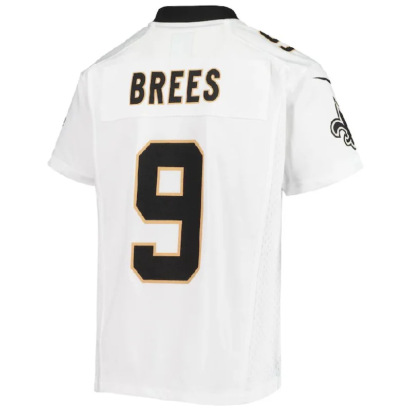 NO.Saints #9 Drew Brees White Game Jersey Stitched American Football Jerseys-NFL Player Jersey with Number -