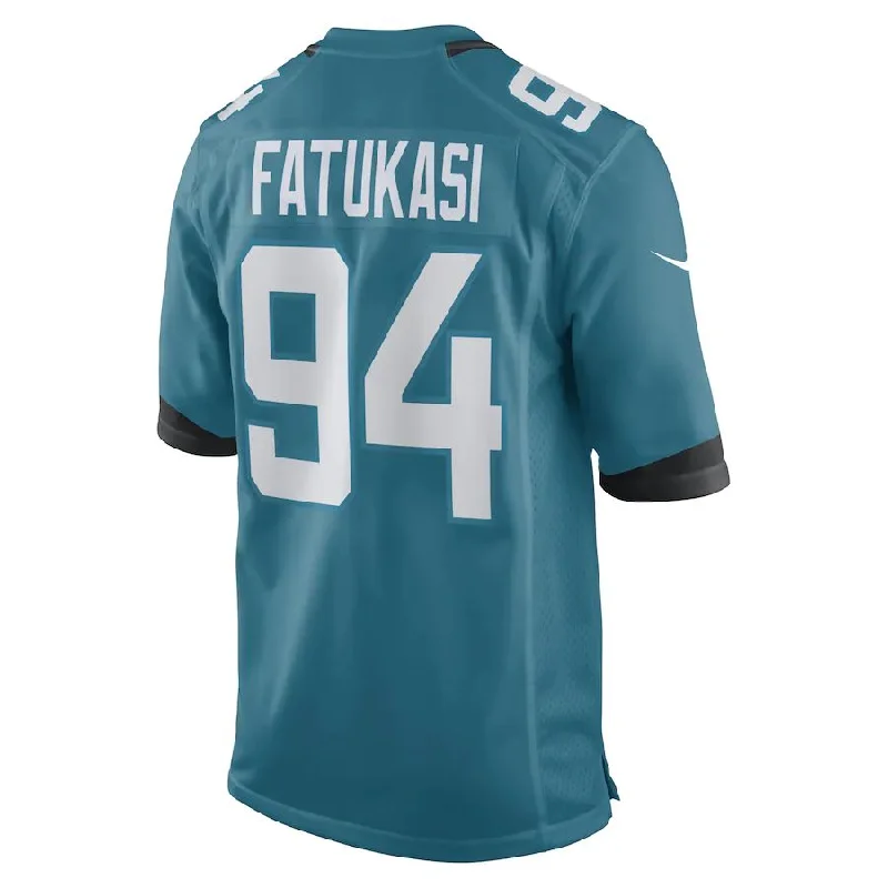 J.Jaguars #94 Folorunso Fatukasi Teal Game Player Jersey Stitched American Football Jerseys-NFL Men’s NFL Jersey -