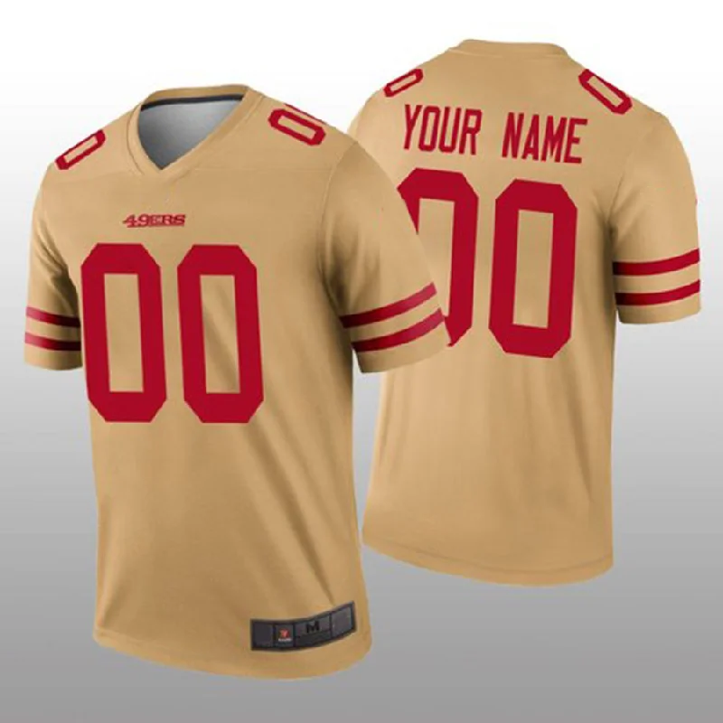 Custom SF.49ers Gold Inverted Legend Jersey Stitched American Football Jerseys-NBA NBA Jerseys Free Shipping -