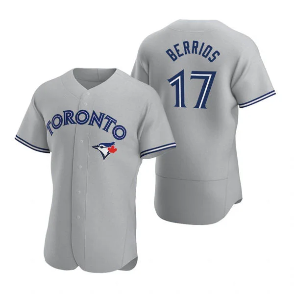 Toronto Blue Jays #17 Jose Berrios Gray Road Flex Base Player Jersey Baseball Jerseys-NBA Jersey with Personalized Name -