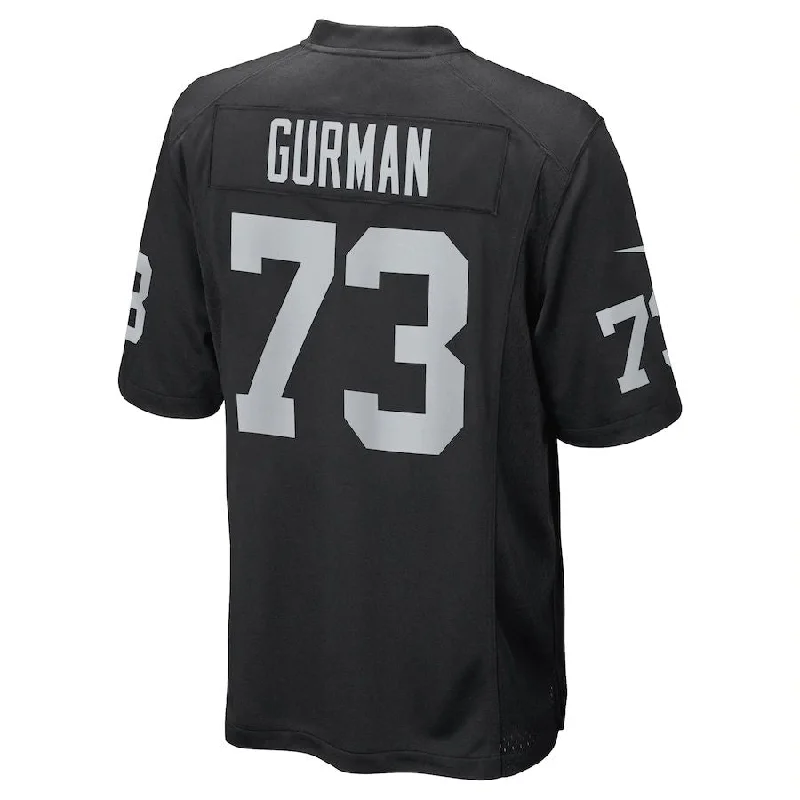 LV. Raiders #73 Vitaliy Gurman Black Game Player Jersey Stitched American Football Jerseys-NFL Youth Jersey for Football -