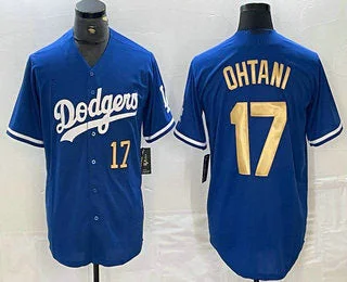 Los Angeles Dodgers #17 Shohei Ohtani Number Blue Gold Stitched Cool Base Jersey Baseball Jerseys-NBA Player Jersey Sale -