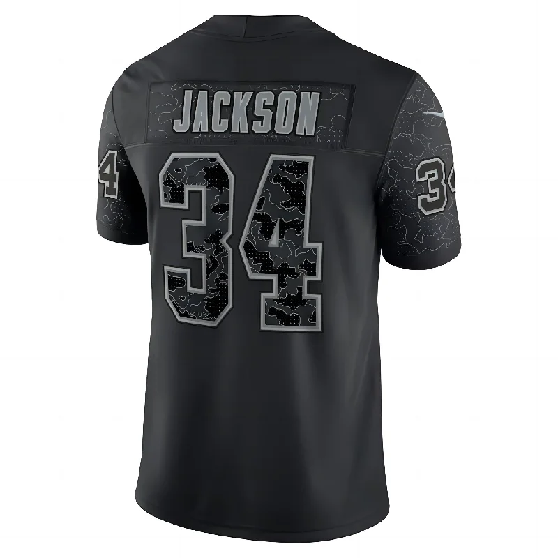 LV. Raiders #34 Bo Jackson Black Retired Player RFLCTV Limited Jersey Stitched American Football Jerseys-NFL Game Jersey with Player Name -