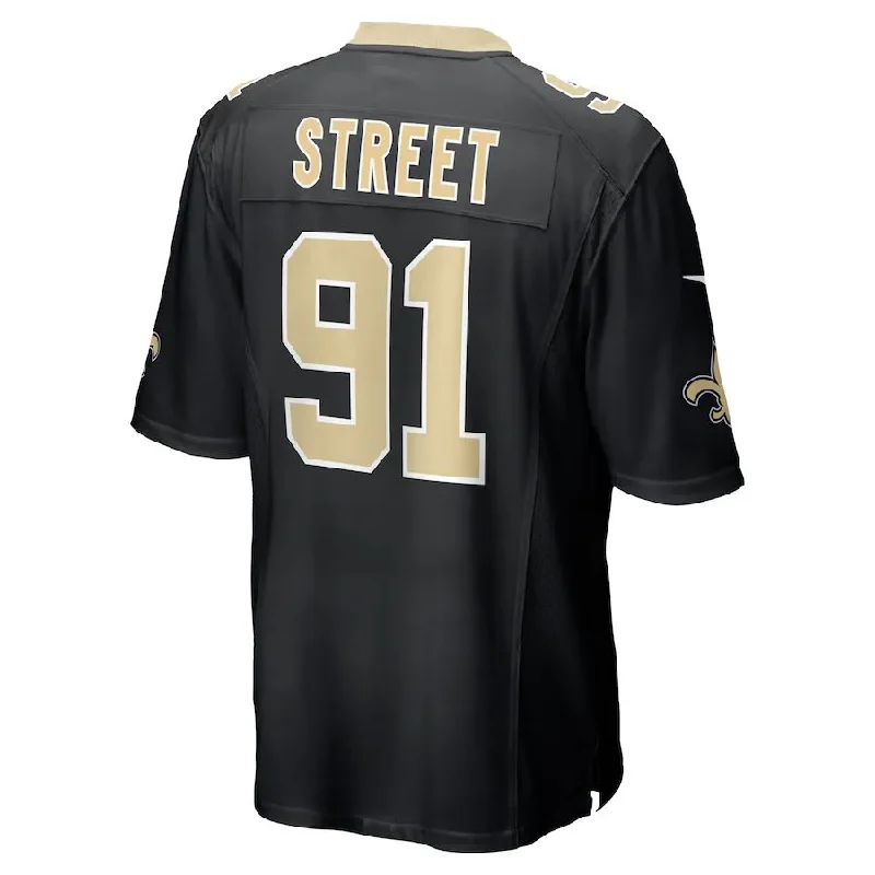 NO.Saints #91 Kentavius Street Black Game Player Jersey Stitched American Football Jerseys-NFL Football Jersey with Name -