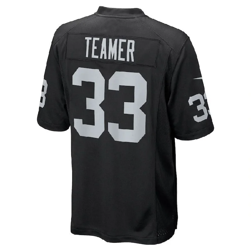 LV. Raiders #33 Roderic Teamer Black Game Jersey Stitched American Football Jerseys-NFL Team Jersey with Player Number -