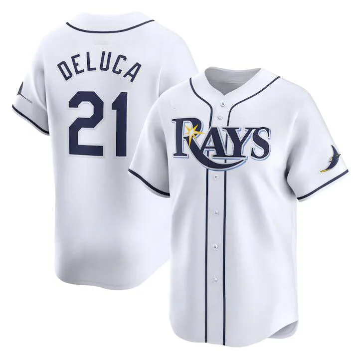 Tampa Bay Rays #21 Jonny DeLuca White Home Limited Stitched Baseball Jersey-NBA Game-Worn Jersey -