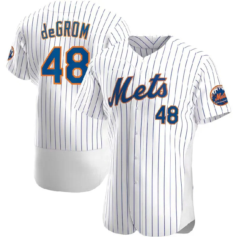 New York Mets #48 Jacob deGrom White Home Authentic Player Jersey Baseball Jerseys-NBA Elite Jersey -