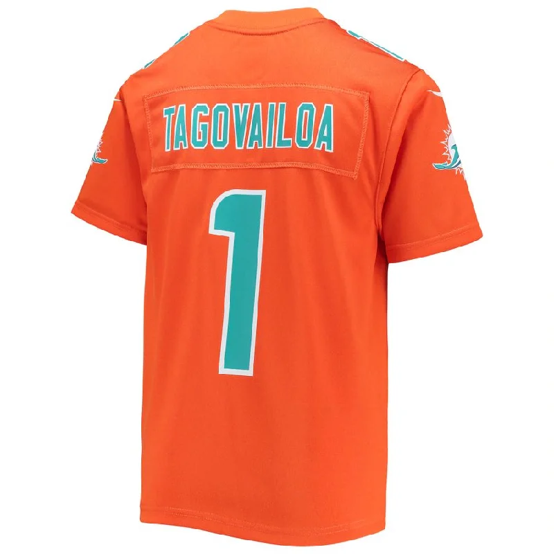 M.Dolphins #1 Tua Tagovailoa Orange Inverted Team Game Jersey Stitched American Football Jerseys-NFL Player Edition Football Jersey -