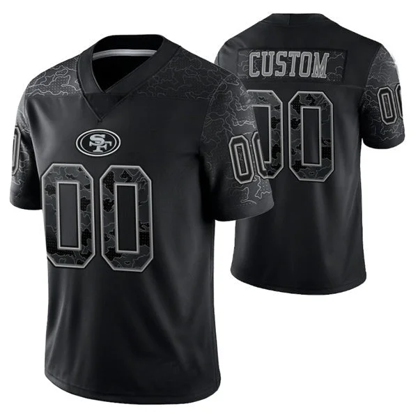 Custom SF.49ers ACTIVE PLAYER Black Reflective Limited Stitched Jersey Football Jersey-NBA Fan Edition Jersey -