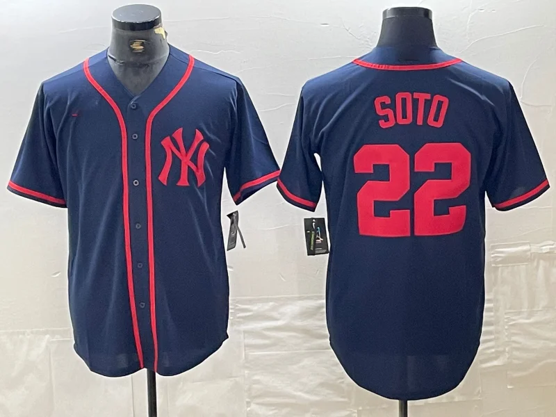 New York Yankees #22 Juan Soto Navy Red Fashion Cool Base Baseball Jersey-NBA Jerseys with Special Designs -