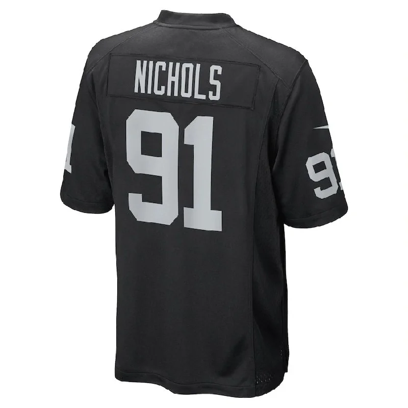 LV. Raiders #91 Bilal Nichols Black Game Player Jersey Stitched American Football Jerseys-NFL Youth Football Jersey -