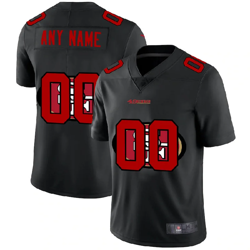 Custom SF.49ers Team Logo Dual Overlap Limited Jersey Black Stitched American Football Jerseys-NBA Custom Jersey Online -